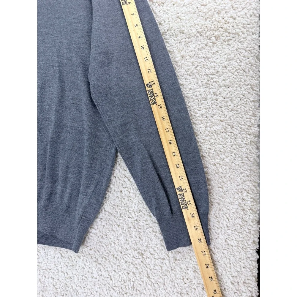 Brooks Brothers V-Neck Sweater Men XL Grey Excellent Extra Fine Merino Wool